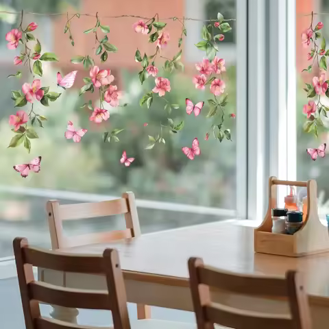1PCS Flower Branches Vine Glass Windows Home Landscaping Decoration Electrostatic Uv Window Stickers