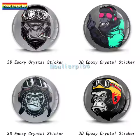 3D Creative Epoxy Dome Car Sticker Gorilla Gorilla Smoking Gorilla with Glasses PVC Car Motorcycle H