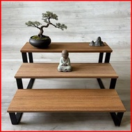 QL1 Walnut Wood 3 Tier Spice Rack Desktop Organizer for Cups Perfume Tea Display Shelf