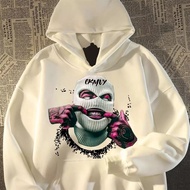 Mikejie Áo khoác đôi nam nữ mới hợp thời trang áo nỉ có mũ in hình Hiphop đường phố Gangster phong c