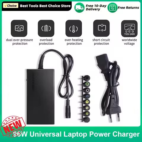 96W Universal Laptop Power Charger AC Adapter with 8 DC Jack Plug Converters 12V to 24V Adjustable P