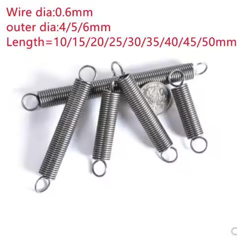 10PCS 0.6 x 4/5/6 x 20/25/30/35/4045/50/55/60/65/70/75/80 0.6mm stainless steel Tension extension sp