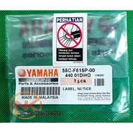Y15 V1/Y15 V2 Sticker Label Bawah Seat/ Label Notice Yamaha (Not Copy) 55C-F815P-00