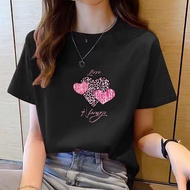 女装上衣时尚2024夏季新款韩版 t shirt for women plus size white short sleeve summer new casual simple print top p