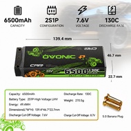 ZO-130C-6500-2S1P-HV-HC-5.0 // Ovonic 130C 7.6V 6500mAh 2S1P HV Hardcase LiHV Battery with 5mm Bulle
