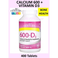 21st Century 600+D3 Calcium & Vitamin D3 Supplement, 400 Tablets
