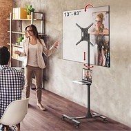 Barkan Mobile TV Cart 13-83 inch Tilt and Height Adjustment Stand, Metal Shelf, Holds Up to 110 lbs,