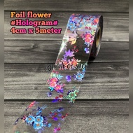 Hologram hot stamping foil floral motif 4cm x 5 meters