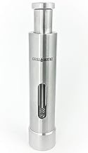 GRILLMATIC, One-Handed, Mini Thumb Push Button, Stainless Steel, Himalayan Sea Salt, Black Peppercorn and Gourmet, Stove, Grill or Table Seasoning Spice Mill Grinder