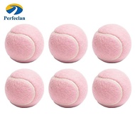 Perfeclan 6 Pieces Pink Tennis Ball Chemical Fiber Fuzzy Tennis Ball Standard Shape Training