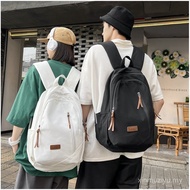 Backpack Solid Color Large Capacity Korean Style School Bag Unisex Student Daily Travel Lightweight 
