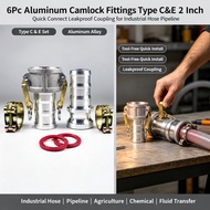 6Pcs  Aluminum Camlock Fittings Type C&E 2 Inch Quick Connect Leakproof Coupling for Industrial Hose