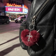 [dalong1] Pink Leopard Key Chain Bag Pendant Y2K Jewelry Cross Heart Punk Grunge Ro 90s Fashion For 