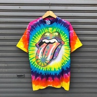 vintage liquid blue rolling stones tie dye 1994