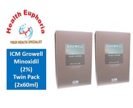 ICM Growell Minoxidil 2% Scalp Lotion (Twin Pack) 2x60ml*Kirkland*Regro*Alpecin*