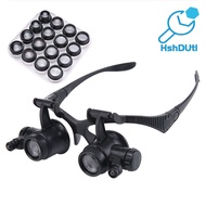 2.5X 4X 6X 8X 10X 15X 20X 25X LED Glasses Magnifier Magnifying Repair Loupe