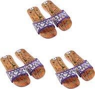 FRCOLOR 3 Pairs Magnetic Massage Shoes Pressure Relief Foot Slippers Foot Massage Shoes Summer Slippers Slides Shoes for Women Acupressure Reflexology Slippers Wooden Miss Non-slip Tool