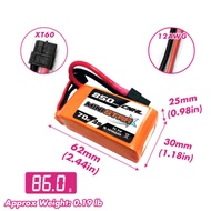CNHL MiniStar 850mAh 11.1V 3S 70C Lipo Battery with XT60 Plug for drone rc car