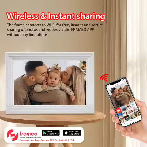 10.1inch White Cloud Photo album WIFI Digital Frame Frameo APP with Internal 32G Memory 1280x800 IPS