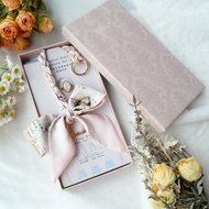 【母親節禮盒】客製手工絲巾包包掛飾禮盒送絲巾扣 (古典粉紅色)