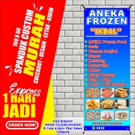 -|| banner frozen food, spanduk sate frozen food, ( bayar ditempat)