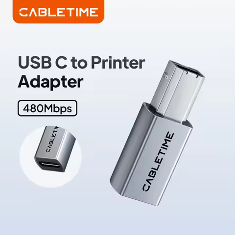CABLETIME USB C to USB B Printer Adapter 480Mbps Aluminum Shell Type C to USB B 2.0 Printer Male for