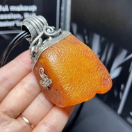 歐款新貨 天然波羅的海海漂蜜蠟項鏈 全皮原石 s925銀鑲嵌 蜜蠟