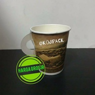 Paper cup with handle pattern + black lid 9 oz hot coffee tea Paper cup