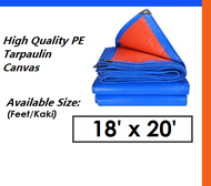 Blue Orange Waterproof Canvas Tarpaulin Sheet Canopy Camping Size 18 feet x 20 feet