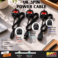 UK 3 Pin Power Cable IEC C7 Figure 8 IEC C5 Cloverleaf IEC C13 Power Cord / Kabel Kuasa UK 3 Pin