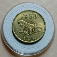 Koleksi Koin kuno Indonesia lawas Asli original Rp 50 komodo Tahun 1993