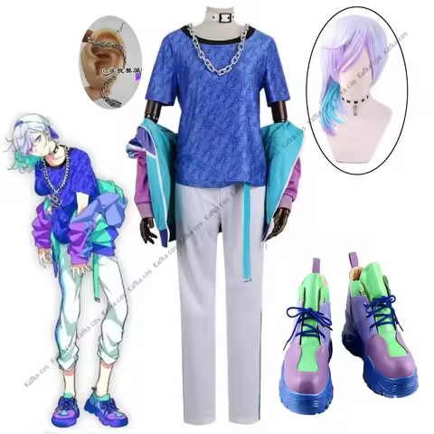 Paradox Live Rapper Cozmez Yatonokami Kanata MC：KANATA Cosplay Costume Wig Earrings Men Halloween Pa