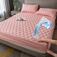 Waterproof Bedsheet Quilted Pure Pink White Bed Cover Breathable Plain Mattress Protector Cover Anti Water Bed Sheet Queen King Size