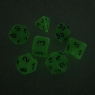 [Cuticate1] 7pcs Plastic Multi-sided Glow Dice D4-D20 Table Card Game Accessory Yellow