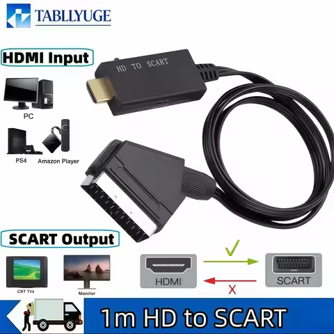 HDMI-Compatible to SCART Converter PAL NTSC HDMI Input to SCART Output Audio Video Adapter for O1d C