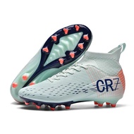 High-Top CR7 Football Shoes for Men And Women Training on Artificial Grass TF Spike AG Leather Foot 