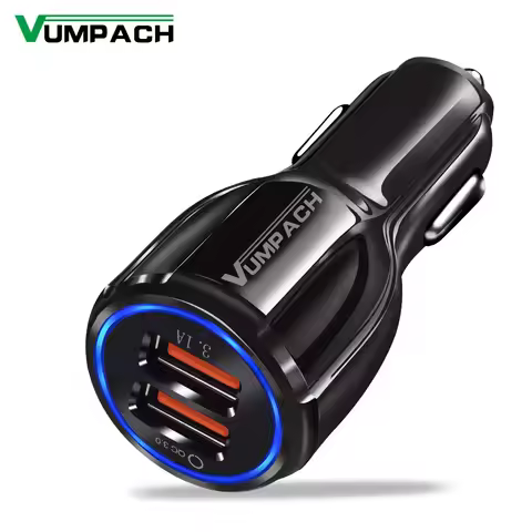 Vumpach Car Quick Charge QC 3.0 Mobile Phone Charger 2 Port USB Fast Car Charger for Samsung Xiaomi