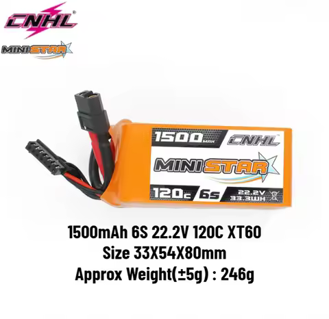 CNHL MiniStar 1500mAh 22.2V 6S Lipo Battery 120C with XT60 Plug