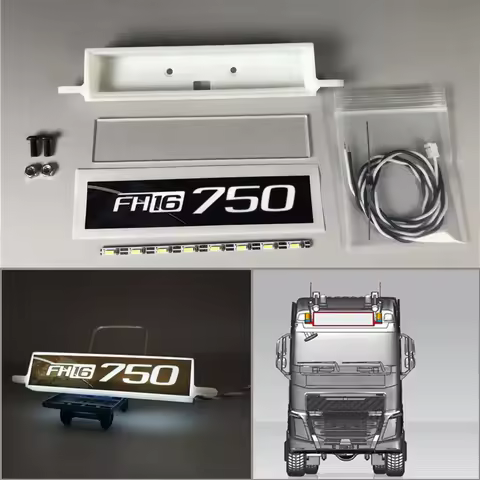 1/14 RC Truck LED Advertising Light Boxes Sun Visor Light Parts for Tamiya VOLVO 750 FH16 560360 Car
