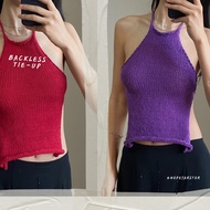 Hopejarstore-Backless Knitted Halter Neck Top Halter Top Halter Neck Top Backless Top