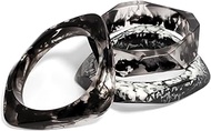 Evening in Fog - Handmade Geometrical Shaped Black and Clear Acrylic | Resin Bangle Bracelet for Wom