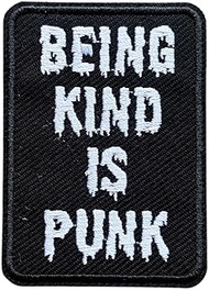 OKOMCM Being Kind is Punk Patch 3'' Hook and Loop Embroidered Patch, Funny Kindness Tactical DIY App