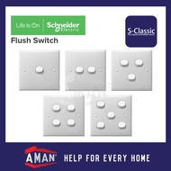 Schneider S-Classic Clipsal Flush Switch 1Way 2Way 1 Gang 2 Gang 3 Gang 4 Gang White SIRIM