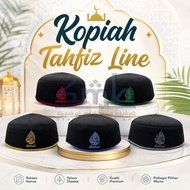 Kopiah Tahfiz Line Lelaki Dewasa | Kopiah Hitam Sulam Eksklusif | Line Berwarna | Kopiah Solat Menga