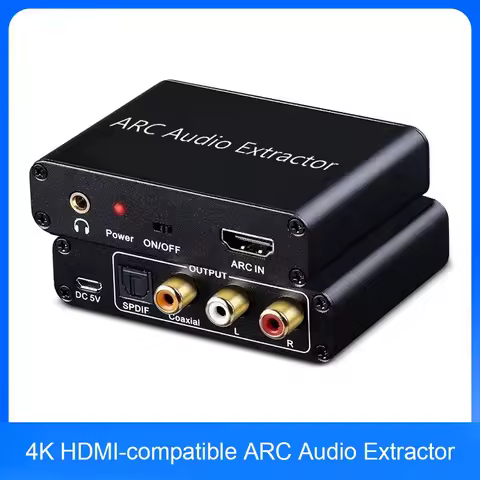4K HDMI-Compatible ARC Audio Extractor ARC to SPDIF Coaxial L/R Stereo 3.5mm Jack Audio Converter fo
