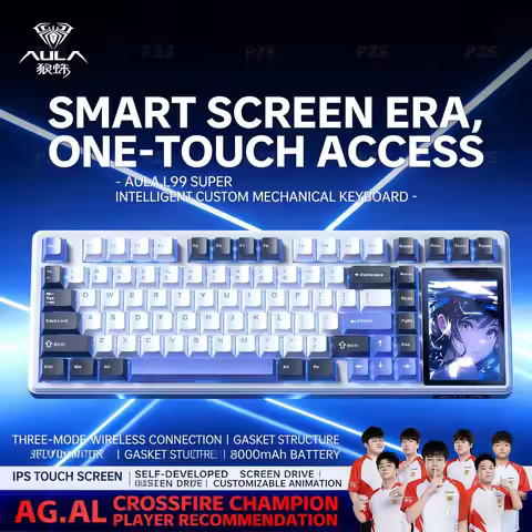 AULA L99 IPS Touch Screen Mechanical Keyboard Intelligent Screen 3 Mode Connection 8000mAh Keyboard 
