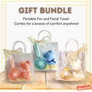 Joylio Gift Bundle Set in PVC Gift Bag | Birthday | Christmas | Party | Event | Portable Mini USB Fan Microfiber Towel