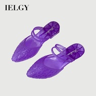 IELGY Crystal  Jelly  Alphabet Sandals Women's Summer Pointed Toe Transparent Versatile Small