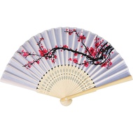 Delicate Cherry Blossom Design Folding Fan Favors Silk Folding Hand Fan Wedding Favors Gifts Favors 