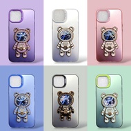 [ Vivo Y03 Y03T/ Y04/ Y04S/ Y05/ ] Hardcase IMD Hybrid Matte Plate Hologram + Astronaut Bear 3D Stan